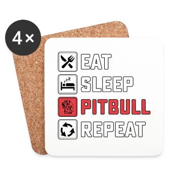Manger pitbull de sommeil répéter - Dessous de verre (lot de 4) - blanc - Devant