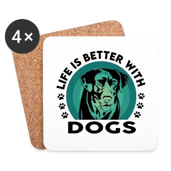 Dog Hund Labrador Golden Retriever Life is better - Untersetzer (4er-Set) - Weiß - Vorne