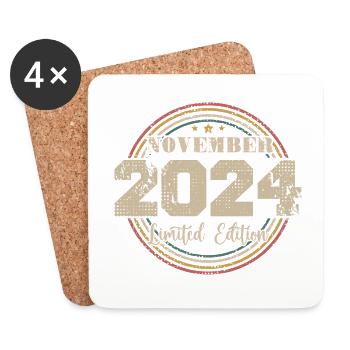 Cadeau D'anniversaire, Vintage Né En Novembre 2024 - Dessous de verre (lot de 4) - blanc - Devant