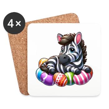 Cute Zebra Easter Egg Cartoon Easter - Coasters (set of 4) - white - Front