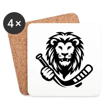 Löwe Wildkatze Eishockey Silhouette Minimalist - Untersetzer (4er-Set) - Weiß - Vorne