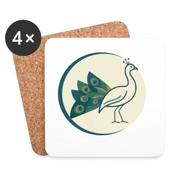 Pfau - Untersetzer (4er-Set) - Weiß - Vorne