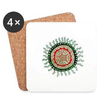 Mandala-Blume - Untersetzer (4er-Set) - Weiß - Vorne