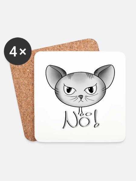 Katze Nö - Untersetzer (4er-Set) - Weiß