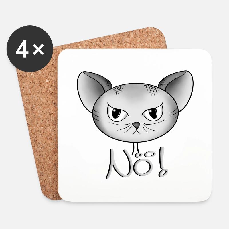 Katze Nö - Untersetzer (4er-Set) - Weiß
