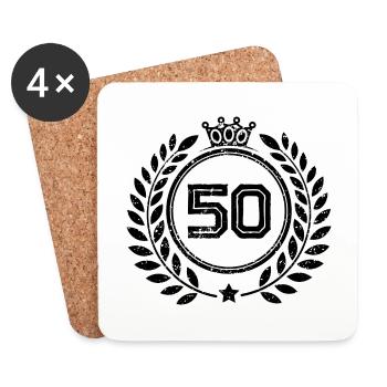 50 Couronne de numéros - Dessous de verre (lot de 4) - blanc - Devant