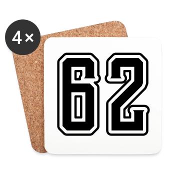 62 Zahl Symbol - Untersetzer (4er-Set) - Weiß - Vorne