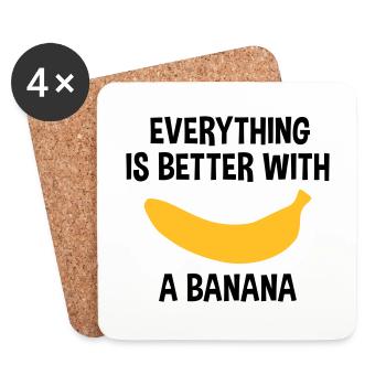 Everything is better with a banana (banana) - Coasters (set of 4) - white - Front