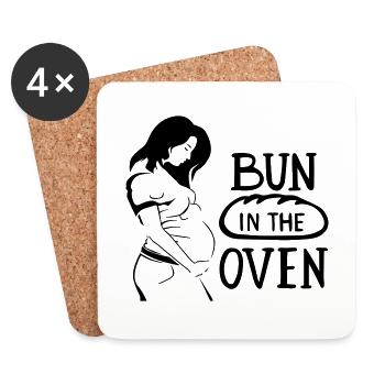 Braten Röhre Bun Oven Schwanger Pregnant - Untersetzer (4er-Set) - Weiß - Vorne