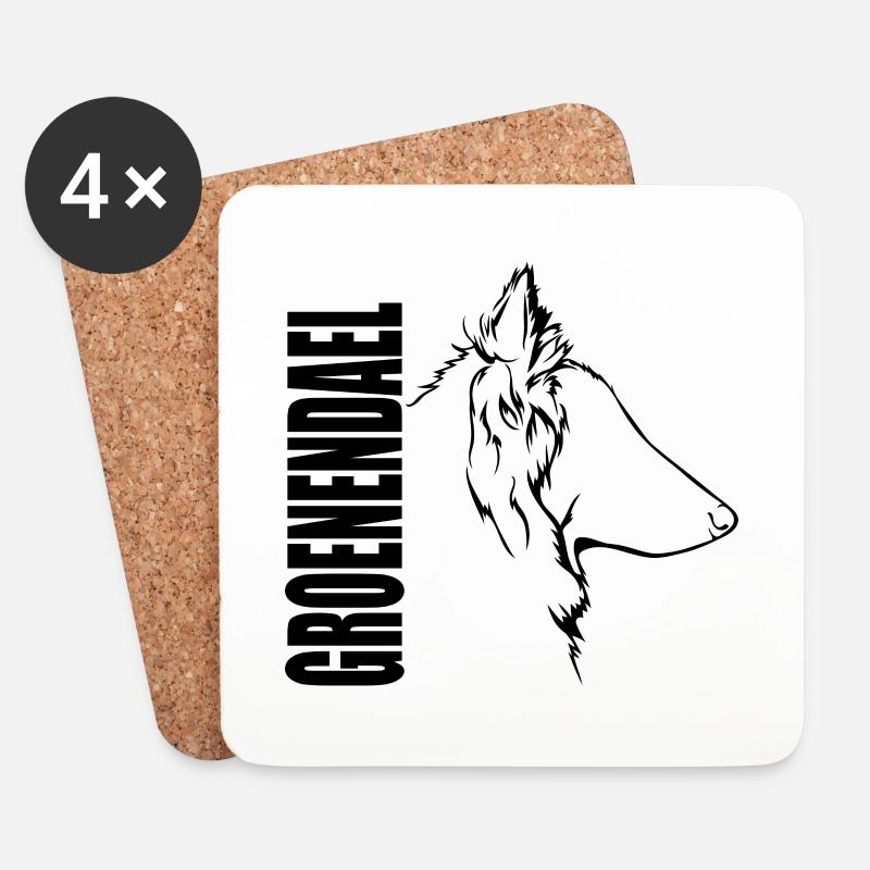 GROENENDAEL Profil Hunde Hund Wilsigns - Untersetzer (4er-Set) - Weiß