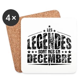 Décembre | les Légendes sont nés en Décembre Anniv - Dessous de verre (lot de 4) - blanc - Devant