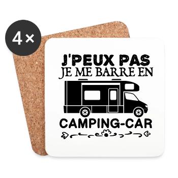 Camping Car Je Peux Pas Je Me Barre En Camping Car - Dessous de verre (lot de 4) - blanc - Devant