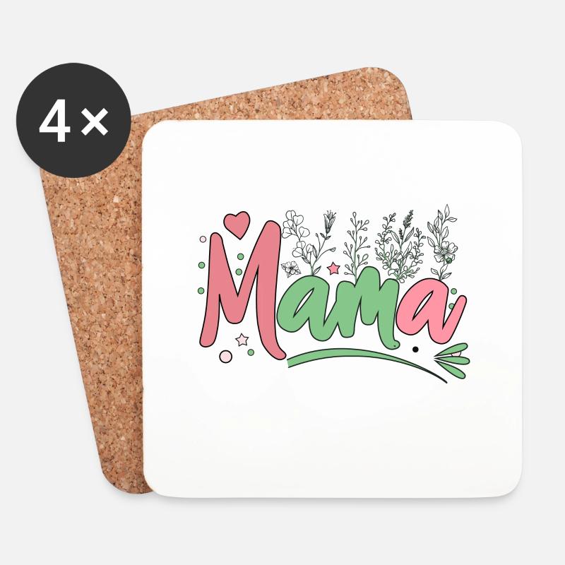 Pflanze Mama, Mama, Blume Mama , Muttertag, Mama - Untersetzer (4er-Set) - Weiß