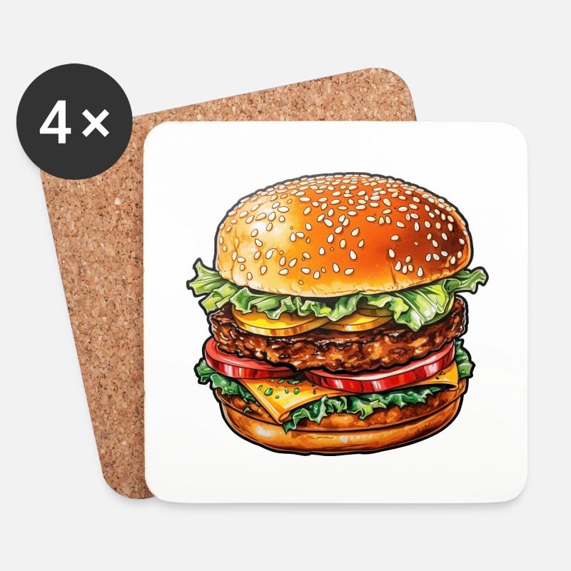 Burger - Untersetzer (4er-Set) - Weiß