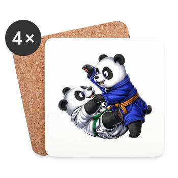 Pandabären Jiu-Jitsu - Untersetzer (4er-Set) - Weiß - Vorne