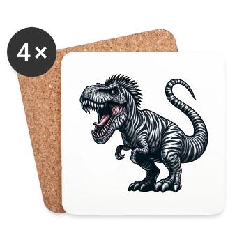 Dino Trex Zebra Fusion Fantasiewesen skurril - Untersetzer (4er-Set) - Weiß - Vorne