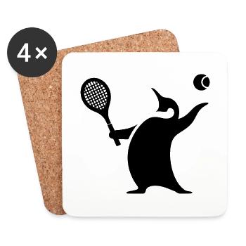 Penguin Tennis Player Silhouette Minimalist - Coasters (set of 4) - white - Front
