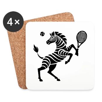 Zebra Tennis Tennisball Balancieren Horn - Untersetzer (4er-Set) - Weiß - Vorne