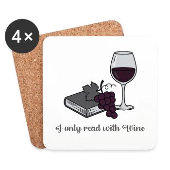 Ich lese nur beim Wein - Untersetzer (4er-Set) - Weiß - Vorne