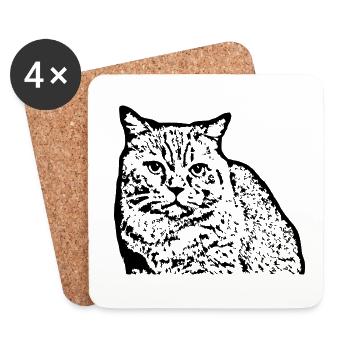 britisch Kurzhaar Katze schwarz Katze Kätzchen - Untersetzer (4er-Set) - Weiß - Vorne