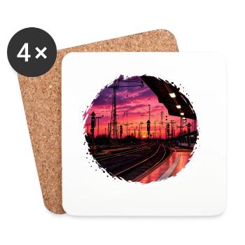 Sunset on the platform - Coasters (set of 4) - white - Front