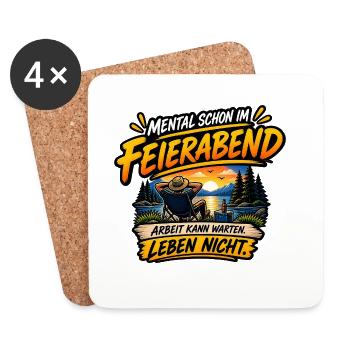 Feierabend am See Relax - Untersetzer (4er-Set) - Weiß - Vorne
