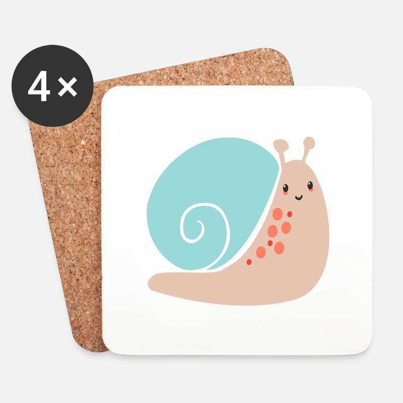 Schnecke - Untersetzer (4er-Set) - Weiß