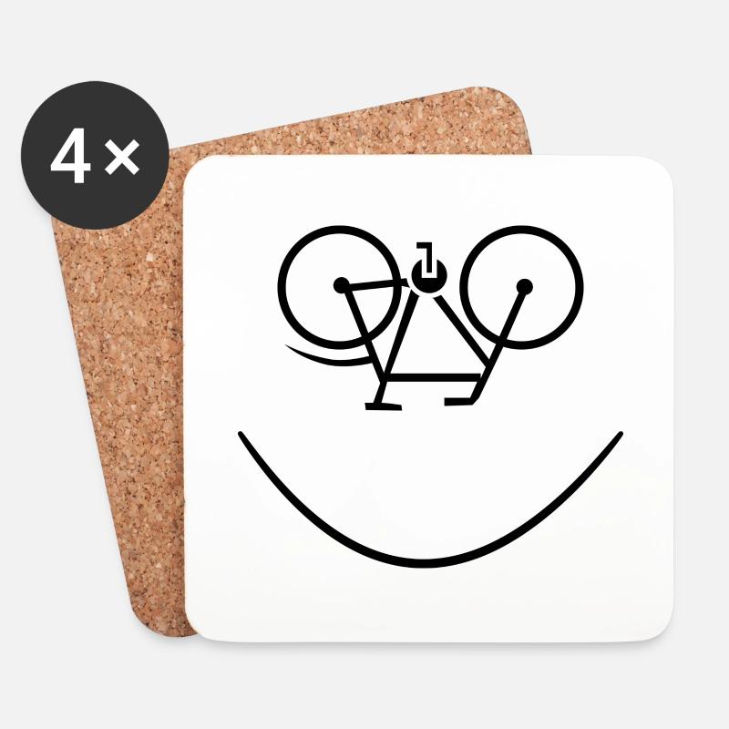 Bicycle Smile - Untersetzer (4er-Set) - Weiß