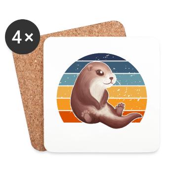 Douce Loutre Rétro - Dessous de verre (lot de 4) - blanc - Devant
