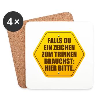 Zeichen Zum Trinken Saufshirt Mallorca Saufen Bier - Untersetzer (4er-Set) - Weiß - Vorne