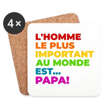Papa - Dessous de verre (lot de 4) - blanc - Devant