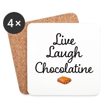 Meme Drôle Pâtisserie Française Chocolatine - Dessous de verre (lot de 4) - blanc - Devant