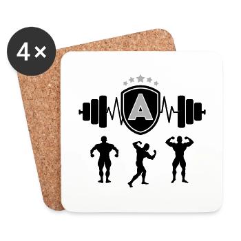 Bodybuilding Gym Name Buchstabe Training A - Untersetzer (4er-Set) - Weiß - Vorne