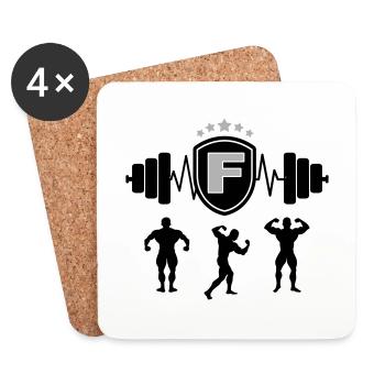 Bodybuilding Gym Name Buchstabe Training F - Untersetzer (4er-Set) - Weiß - Vorne