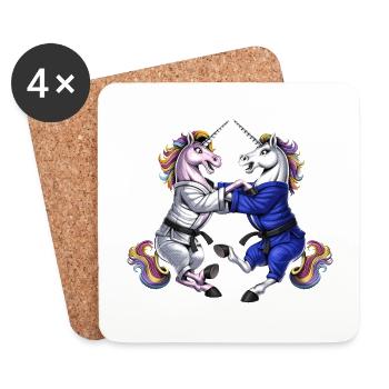 Licornes Jiu-Jitsu Lutte - Dessous de verre (lot de 4) - blanc - Devant