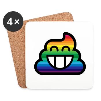 Emoticon Rainbow Poop Stinkfingers - Coasters (set of 4) - white - Front