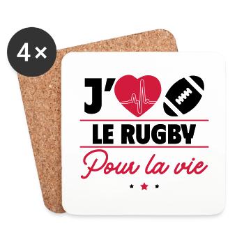 Rugby pour la vie – Passion du terrain - Dessous de verre (lot de 4) - blanc - Devant