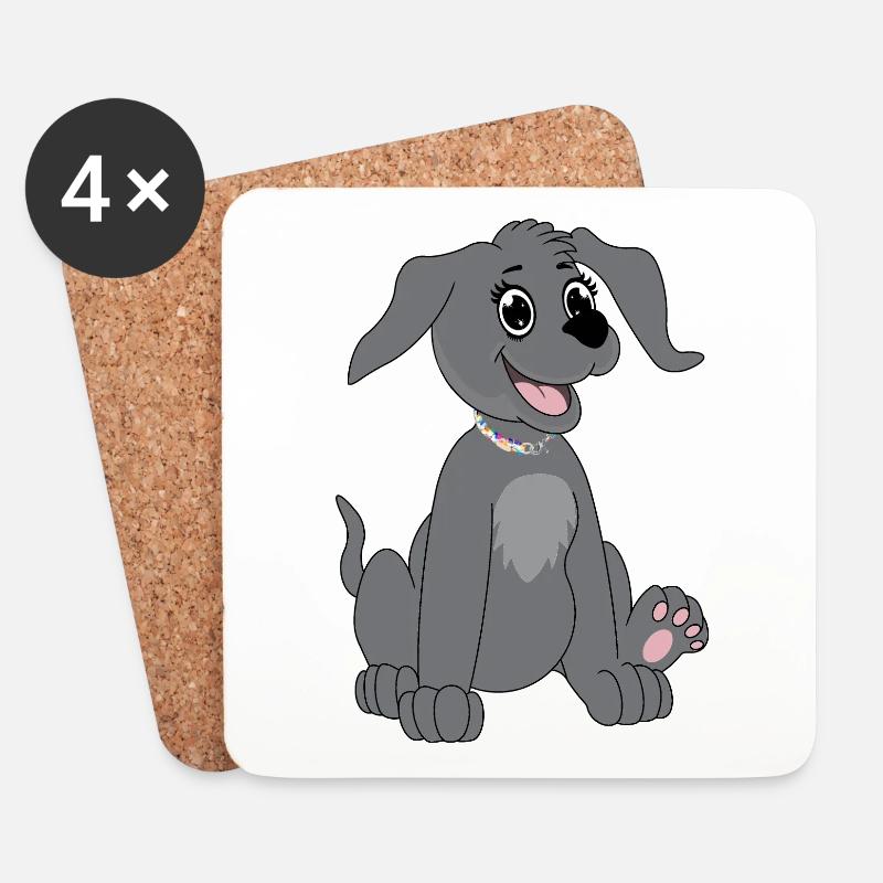 Hund sitzt - grau - Untersetzer (4er-Set) - Weiß