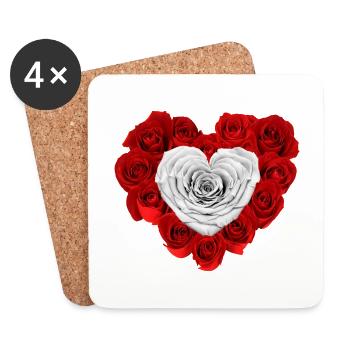Cœur de Roses - Dessous de verre (lot de 4) - blanc - Devant