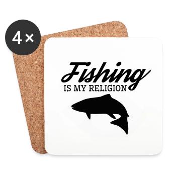 Pêche pêcheur religion pêche cadeau pêcheur - Dessous de verre (lot de 4) - blanc - Devant
