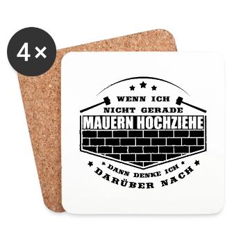 lustige Maurer Sprüche - Untersetzer (4er-Set) - Weiß - Vorne