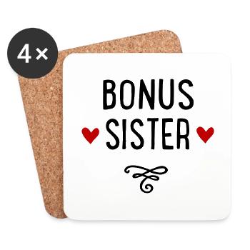 Bonus Schwester - Untersetzer (4er-Set) - Weiß - Vorne