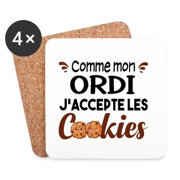 Cookie Cookies Cadeau Ordi PC Ordinateur Humour - Dessous de verre (lot de 4) - blanc - Devant