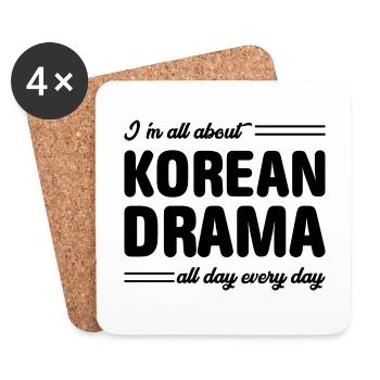 K-Drama Kdrama Drame coréen Corée Hallyu K-Drama - Dessous de verre (lot de 4) - blanc - Devant