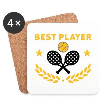 Best player (Tennisschläger, Tennisball) - Untersetzer (4er-Set) - Weiß - Vorne