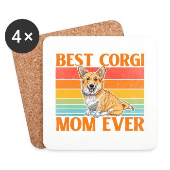 Best Corgi Mom Ever - Coasters (set of 4) - white - Front
