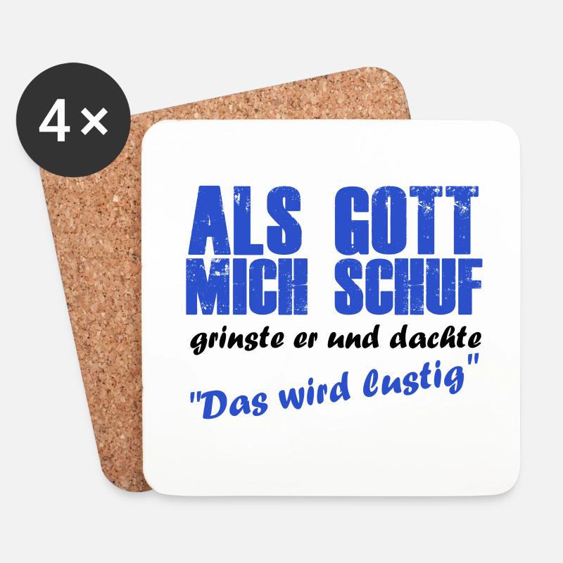 Als gott mich schuf wurde es lustig - Untersetzer (4er-Set) - Weiß