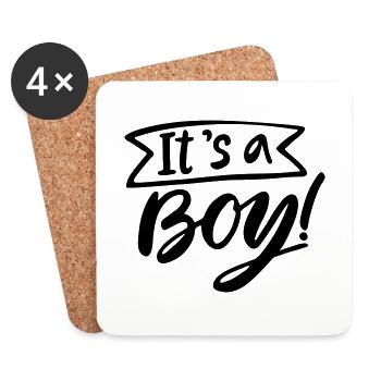 its a Boy is a Boy Pregnancy Pregnant - Coasters (set of 4) - white - Front