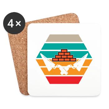 Maurer Retro - Untersetzer (4er-Set) - Weiß - Vorne