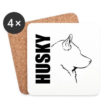 PROFIL HUSKY Chiens Chiens Wilsigns Chiens de traîneau - Dessous de verre (lot de 4) - blanc - Devant